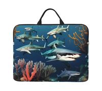 Zaixiansj Housse pour ordinateur portable 14" avec poignée et poche pour accessoires de voyage d'affaires, Requins sous la mer, Taille unique