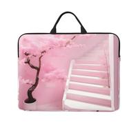 Zaixiansj Housse pour ordinateur portable 14" avec poignée pour ordinateur portable, voyage d'affaires, poche pour accessoires pour ordinateur portable, tablette, Escalier blanc en fleurs de cerisier
