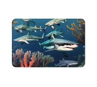 Zaixiansj Tapis de bain antidérapant doux et absorbant Motif requins sous la mer 61 cm