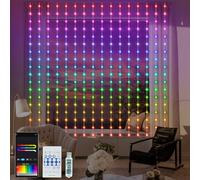 ZAIYW Rideau Lumineux Intelligent RGB 5050 avec Puce Intégrée, Rideau Guirlande Lumineuse 2,4M x 1,8M Télécommande et Contrôle APP, Rideau Guirlande Lumineuse 144 LED pour Fond Terrasse Chambre