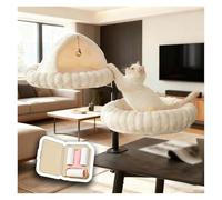 ZaiZaiSMao Deux Lit De Bureau pour Chat, Réglable Rotatif à 360° pour 2 Chats Panier a Chat avec Housse Amovible Et Lavable Robuste et Confortable,White