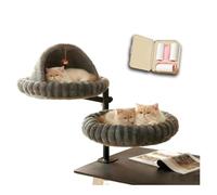 ZaiZaiSMao Deux Lit pour Chat, Réglable Rotatif à 360° pour 2 Chats Panier pour Chat avec Housse Amovible Et Lavable pour Votre Bureau et Animaux,Gray