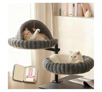 ZaiZaiSMao Deux Panier Chat Bureau, Réglable Rotatif à 360° pour 2 Chats Coussin pour Chat avec Housse Amovible Et Lavable Robuste et Confortable,Gray