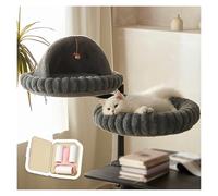 ZaiZaiSMao Double Couche Lit De Bureau pour Chat, Rotation à 360 ° Réglable Jusqu'à 20kg Grotte Chat avec Housse Amovible Et Lavable pour Chats Et Espace De Travail,Gray