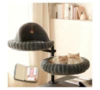ZaiZaiSMao Double Couche Lit De Bureau pour Chat, Rotation à 360 ° Réglable Jusqu'à 20kg Lit pour Chat avec 2 Tapis Remplaçables pour Chats Et Espace De Travail,Gray
