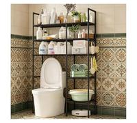 ZaiZaiSMao étagère WC Compartiments Ouverts, Meuble Dessus WC Facile à Assembler Meuble pour Toilette pour Salle de Bain et Buanderie,Black-5Tier