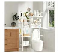 ZaiZaiSMao étagère WC Compartiments Ouverts, Meuble Dessus WC sans perçage Meuble pour Toilette Convient à la Plupart des Toilettes,White-5Tier
