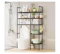 ZaiZaiSMao étagère WC Compartiments Ouverts, Meuble sur Pied WC Facile à Assembler Meuble Machine à Laver pour Salle de Bain, buanderie,Black-5Tier
