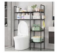 ZaiZaiSMao Etagere WC Compartiments Ouverts, Meuble sur Pied WC Gain de Place Meuble De WC pour Salle de Bain, buanderie,Black-4Tier
