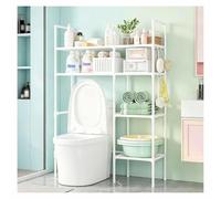 ZaiZaiSMao Etagere WC Compartiments Ouverts, Meuble Toilette sans perçage Meuble pour Toilette pour Salle de Bain, WC, Balcon,White-4Tier