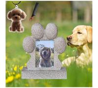 ZaiZaiSMao Pierre Tombale pour Chien avec Porte-Clés pour Poils De Chien, Pierres Tombales pour Chien Exposition De Photos Souvenir Chien Décédé,Gold-A