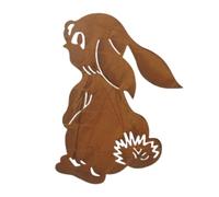 Zajop Statuette de lapin rouillée de Pâques avec une belle apparence pour les espaces intérieurs et extérieurs, fournitures artisanales, piquets de jardin décoratifs