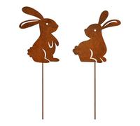 Zajop Statuette de lapin rouillée de Pâques avec une belle apparence pour les espaces intérieurs et extérieurs, fournitures artisanales, piquets de jardin décoratifs