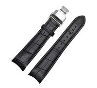 ZAJYZZF Bracelet de Montre en Cuir à extrémités incurvées, 20 mm, Compatible avec Les modèles BL9002-37 05A BT0001-12E 01A et 21 22(Black Silver Buckle,22mm)