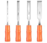 ZAJYZZF Ensemble de 4 Ciseaux à Bois en Acier au Carbone for la Sculpture sur (6/12/18/24 mm), Outils menuiserie Plats, Couteaux sculpter, Main for Menuisier(Flat Chisel)