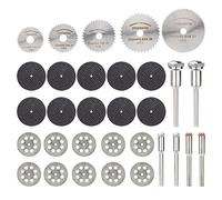 ZAJYZZF Lame de scie Circulaire, Jeu de Mini disques de Coupe, Lame de scie HSS avec mandrin de 1/8 Pouces, Lame de scie diamantée de 25mm, Disque de Coupe en résine, 31 pièces