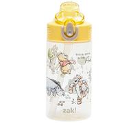 Zak Designs Disney Winnie l'ourson Sage Bouteille d'eau pour enfants pour l'école ou les voyages, bouteille d'eau en plastique durable avec paille, poignée, et anti-fuite, couvercle à bec pop-up