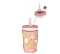 Zak Designs Kelso Gobelet isotherme en acier inoxydable de 355 ml pour enfant en voyage ou à la maison avec design anti-fuite parfait pour les enfants (Happy Fruit)