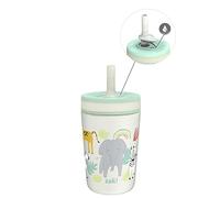 Zak Designs Kelso - Tasses pour tout-petits pour le voyage ou à la maison, gobelet isotherme en acier inoxydable de 355 ml avec design anti-fuite, parfait pour les enfants (safari)