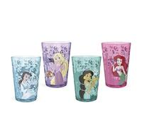 Zak Designs - Lot de 4 gobelets gigognes de 430 ml avec des gobelets en plastique durable, parfaits pour les enfants - Princesses - Belle, Jasmine et Ariel - PYRP-0731