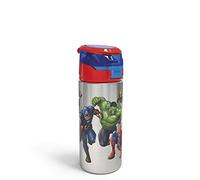 Zak Designs Marvel Comics Gourde en acier inoxydable durable avec couvercle à rabat à bouton-poussoir anti-fuite parfaite pour les sports de plein air (524,5 g, sans BPA), 524,5 g, Avengers