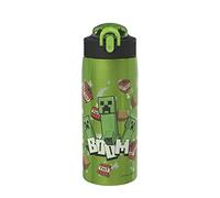 Zak Designs Minecraft Bouteille d'eau pour voyage et à la maison, isolation sous vide, en acier inoxydable, avec couvercle à bec verrouillable, boucle de transport intégrée, design étanche (Creeper)