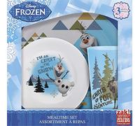 Zak Designs Set repas avec assiette, bol et gobelet Olaf & Sven de la Reine des Neiges Plastique incassable et sans BPA 3 pièces