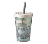 Zak Designs Star Wars The Mandalorian Double Wall Tumbler with Lid and Straw Made of Break-Resistant Plastic (The Child, 1...