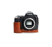 Zakao Demi-étui en cuir véritable fait à la main pour appareil photo Canon EOS 5D Mark IV version ouverture par le bas avec dragonne (marron lava)
