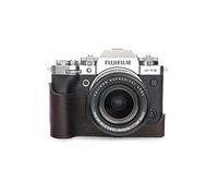 Zakao Demi-étui en cuir véritable fait à la main pour appareil photo Fujifilm Fuji X-T4 XT4 Ouverture par le bas avec dragonne (café)