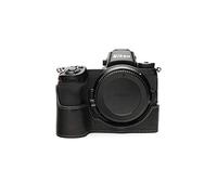 Zakao Demi-étui en cuir véritable fait à la main pour appareil photo Nikon Z7 Ouverture par le bas avec dragonne (Noir)