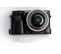 Zakao Étui pour appareil photo A6100 en cuir véritable avec ouverture par le bas et dragonne pour Sony Alpha A6100 Noir