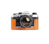 Zakao Étui pour Olympus OM-40, fait à la main en cuir véritable véritable pour appareil photo Olympus OM-10 OM-20 OM-30 OM-40 (sans poignée) avec dragonne (jaune)