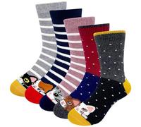 ZAKASA Chaussettes Enfant Fille Fantaisie: Socquettes en Coton Chaussette Mignon Animaux Motif Taille 23-26 chaton 5 Paires