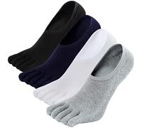 ZAKASA Chaussettes Invisibles à Cinq Doigts pour Hommes en Coton - Socquettes Basses de Sport avec Orteils Séparés - Taille 39-48, 3/4 Paires