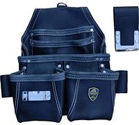 ZAKCO, PRO-16, Pochette à Outils en Cuir véritable à 5 Poches. Pochette de Menuisier en Cuir avec Deux Poches Avant et Porte-Marteau supplémentaire (Noire)