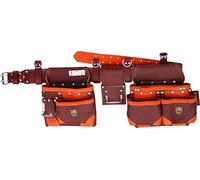 Zakco PRO-20 Ceinture à outils en cuir véritable pour charpentiers professionnels. Ceinture à outils et pochettes en cuir. Couvreur, ceinture à outils pour cloisons sèches (Maroon)