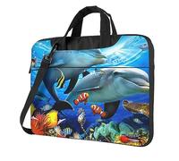 ZaKhs Beau sac d'ordinateur portable imprimé dauphin femme homme mince housse pour ordinateur portable de 13 à 15,6 pouces, Noir , 15.6 inch