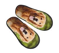 ZaKhs Golden Retriever Chaussons antidérapants pour femme Motif chien Pour intérieur et extérieur Taille M, Noir , Large