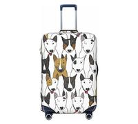 ZaKhs Housse de protection élastique pour valise à roulettes Motif chiens amusants Bull Terrier Pour homme et femme, Noir , 90