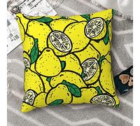 ZaKhs Housses de coussin carrées en velours côtelé imprimé jaune citron pour décoration de la maison, 40,6 x 40,6 cm