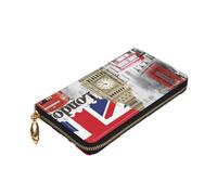 ZaKhs Portefeuille en cuir avec fermeture éclair pour femme Motif Londres Big Ben Grande capacité Porte-cartes Cadeau pour homme et femme, Noir , Taille unique