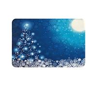 ZaKhs Tapis de porte bleu imprimé flocon de neige de Noël antidérapant tapis de porte avant lavable tapis de bienvenue tapis de cuisine pour entrée salle de bain tapis taille unique