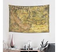 ZaKhs Tapisserie murale imprimée carte de la Terre du Milieu - Décoration murale tendance pour chambre à coucher et salon - 152 x 102 cm