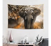 ZaKhs Tapisserie murale imprimée éléphant africain tropical, tenture murale tendance, décoration murale mignonne pour chambre à coucher, salon, 152 x 102 cm