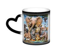 ZaKhs Tasse à café en céramique avec imprimé animaux de safari sensibles à la chaleur et changement de couleur pour hommes, femmes, amis