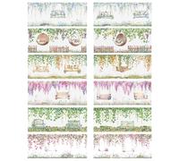 ZAKHSE Washi Tape Lot de 6 rouleaux de ruban adhésif en PET - Motif : fleurs violettes - 8 cm de large - Pour bricolage, art, artisanat, scrapbooking