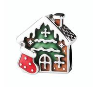 ZakiaHo Breloque arbre de Noël, flocon de neige, bonhomme de neige, sucre d'orge, Père Noël, renne pour bracelets compatibles avec bracelets Pandora, Cuivre, Pas de gemme