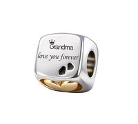 ZakiaHo Breloque en forme de cœur plaqué or pour bracelets et bracelets Pandora Inscription Mum Daughter Sister Friend Nana/Petite-fille/épouse Inscription Love You Forever, Cuivre, Pas de pierre