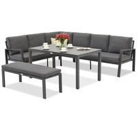 Zakintos Comida 5 fauteuils d'angle avec banc anthracite Garden Point